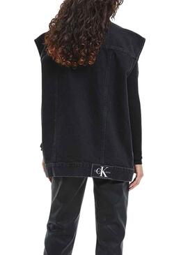 Chaleco Calvin Klein Oversized Denim Mujer Negro