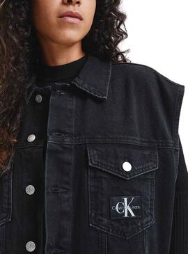 Chaleco Calvin Klein Oversized Denim Mujer Negro