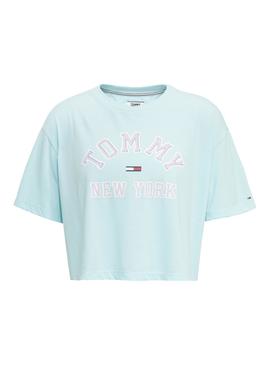 Camiseta Tommy Jeans Collegiate Crop Azul