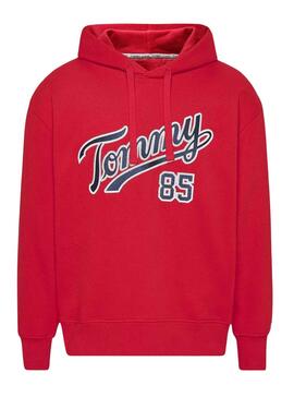 Sudadera Tommy Jeans Relaxed College Hombre Roja