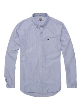 Camisa Tommy Jeans Rayas Azul Hombre
