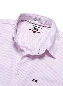 Camisa Tommy Jeans Rayas Rosa Hombre