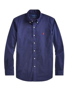 Camisa Polo Ralph Lauren Lino Azul Hombre