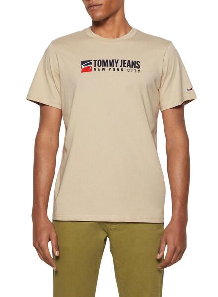 Camiseta Tommy Jeans Entry Athletics Beige Hombre