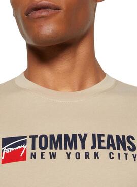 Camiseta Tommy Jeans Entry Athletics Beige Hombre