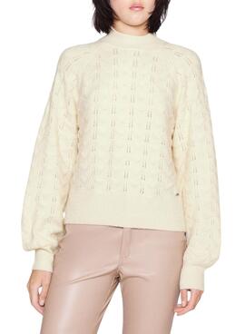 Jersey Pepe Jeans Briseis Calado Beige Para Mujer