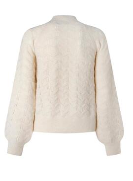 Jersey Pepe Jeans Briseis Calado Beige Para Mujer