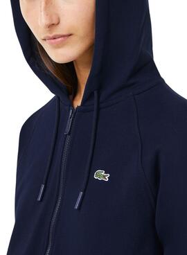 Sudadera Lacoste Basic Hood Zip Azul para Mujer