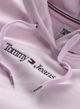 Sudadera Tommy Jeans Capucha Serif Mujer Rosa
