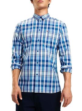 Camisa Tommy Jeans Essential Big Check Azul