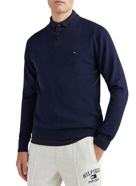 Jersey Tommy Hilfiger Básico para Hombre Marino