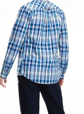Camisa Tommy Jeans Essential Big Check Azul