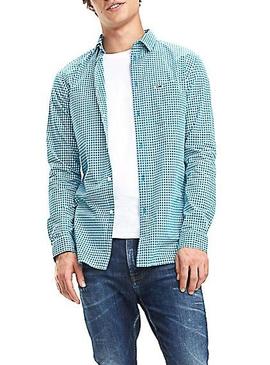 Camisa Tommy Jeans Essential Mid Check Azul Hombre
