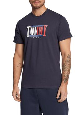 Camiseta Tommy Jeans Logo Marina Para Hombre