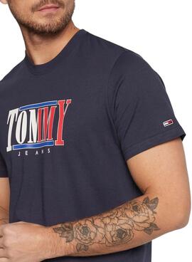 Camiseta Tommy Jeans Logo Marina Para Hombre