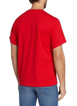 Camiseta Tommy Jeans Logo Roja Para Hombre