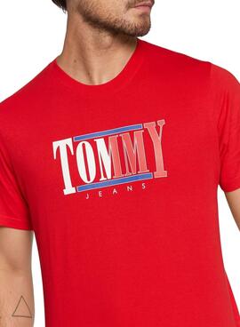 Camiseta Tommy Jeans Logo Roja Para Hombre