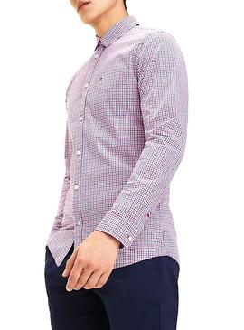 Camisa Tommy Jeans Essential Mid Check Rojo Hombre