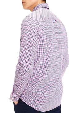 Camisa Tommy Jeans Essential Mid Check Rojo Hombre
