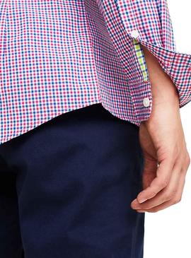 Camisa Tommy Jeans Essential Mid Check Rojo Hombre
