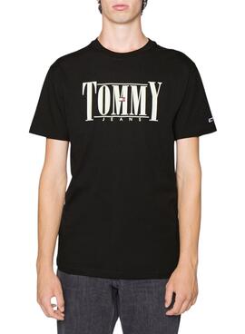 Camiseta Tommy Jeans Essential Serif Hombre Negra