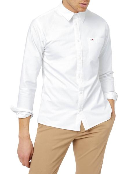 Camisa Tommy Jeans Oxford Blanca Para Hombre