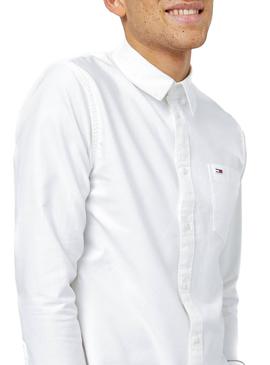 Camisa Tommy Jeans Oxford Blanca Para Hombre