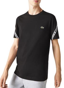 Camiseta Lacoste Franjas Negra Para Hombre