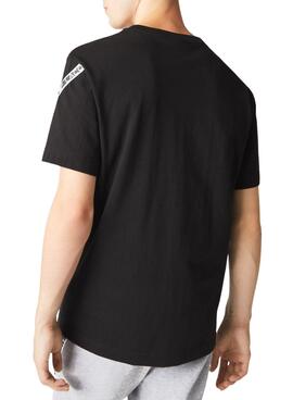 Camiseta Lacoste Franjas Negra Para Hombre