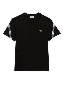 Camiseta Lacoste Franjas Negra Para Hombre
