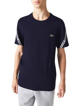 Camiseta Lacoste Franjas Marina Para Hombre