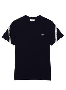 Camiseta Lacoste Franjas Marina Para Hombre