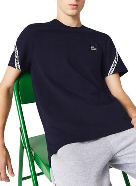 Camiseta Lacoste Franjas Marina Para Hombre