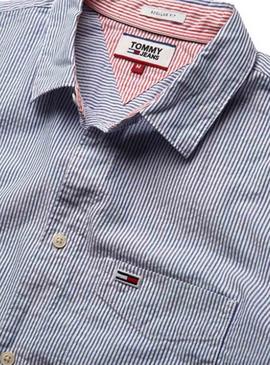 Camisa Tommy Jeans Rayas Azul Hombre