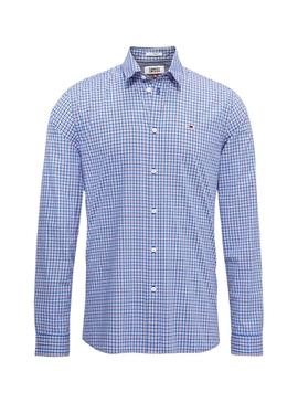 Camisa Tommy Jeans Multi Check Azul Claro Hombre
