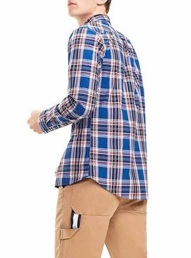 Camisa Tommy Jeans Multi Check Azul Hombre