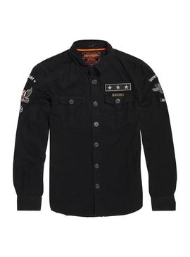 Camisa Superdry Hombre Military Storm Negro