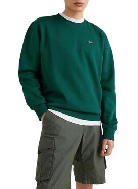Sudadera Tommy Jeans Regular Fleece Verde Hombre