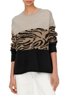 Jersey Only Jade Animal Tostado para Mujer