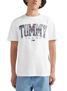 Camiseta Tommy Jeans Classic Tartan Hombre Blanca