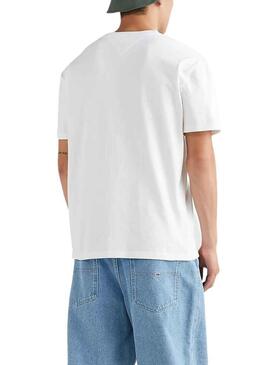 Camiseta Tommy Jeans Classic Tartan Hombre Blanca