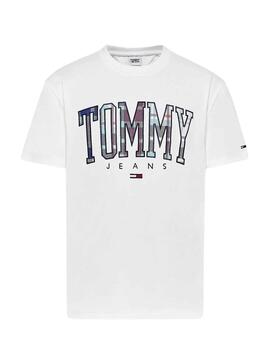 Camiseta Tommy Jeans Classic Tartan Hombre Blanca
