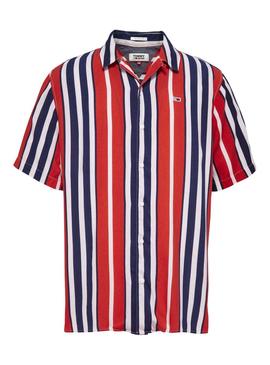 Camisa Tommy Jeans Rayas Rojo Hombre