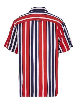 Camisa Tommy Jeans Rayas Rojo Hombre