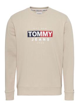 Sudadera Tommy Jeans Entry Flag Beige Para Mujer
