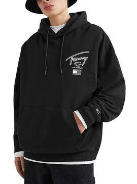 Sudadera Tommy Jeans Oversize para Hombre Negra