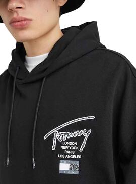 Sudadera Tommy Jeans Oversize para Hombre Negra