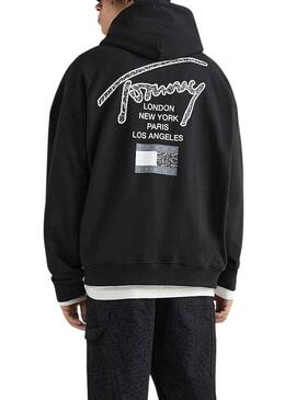 Sudadera Tommy Jeans Oversize para Hombre Negra