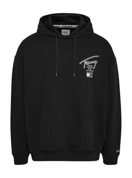 Sudadera Tommy Jeans Oversize para Hombre Negra