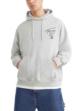 Sudadera Tommy Jeans Oversize para Hombre Gris